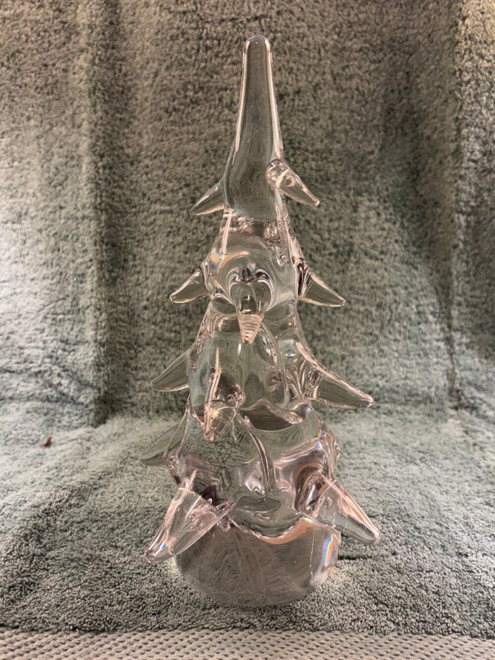Rare Daum France Clear Crystal Christmas Tree Sculpture Figurine 9" Boxed